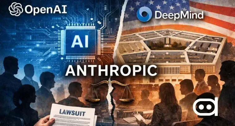 AI researchers standing outside federal courthouse