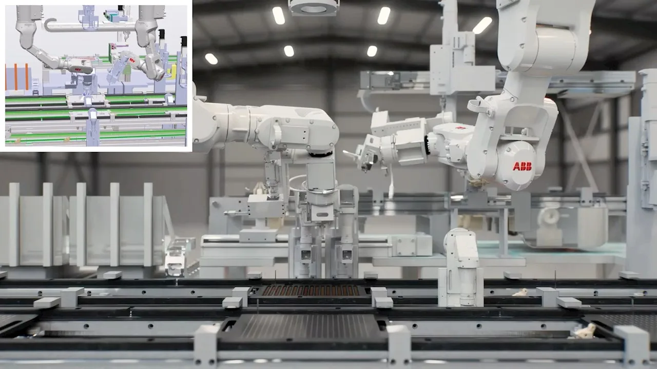 robotic arm operating inside modern factory